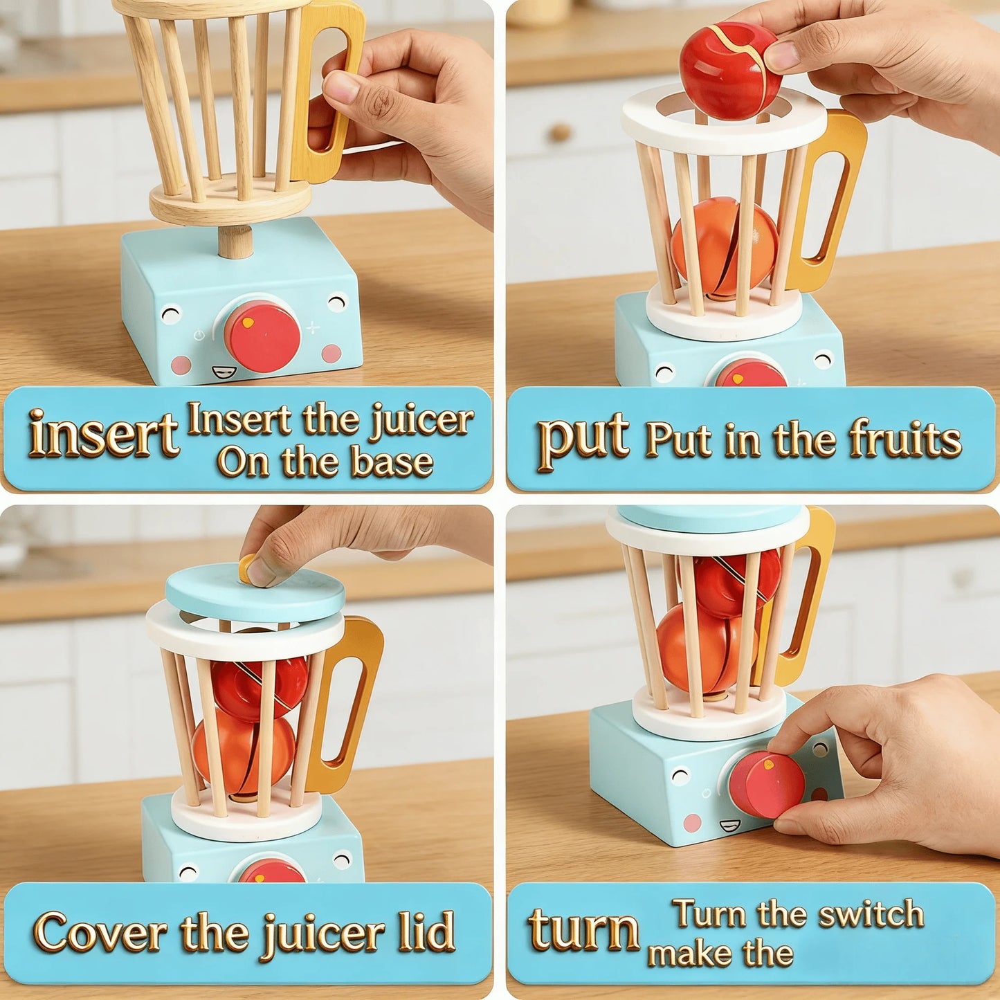 Hands-On Kids Kitchen Helper Set: Realistic Play Food & Interactive Cooking Toys for Imaginative Pretend Play Fun Wooden Toys