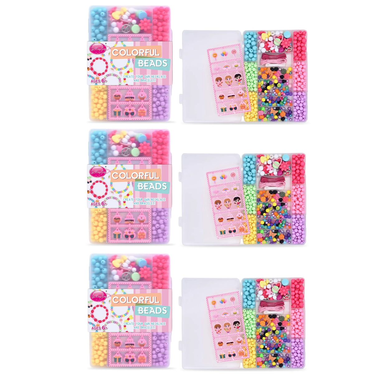 Colorful Kids DIY Bead Kit Bracelet Necklace Creative Art Birthday Toy Gift Girl Age 6+ Handmade Acrylic Multi‑shape Beading Set