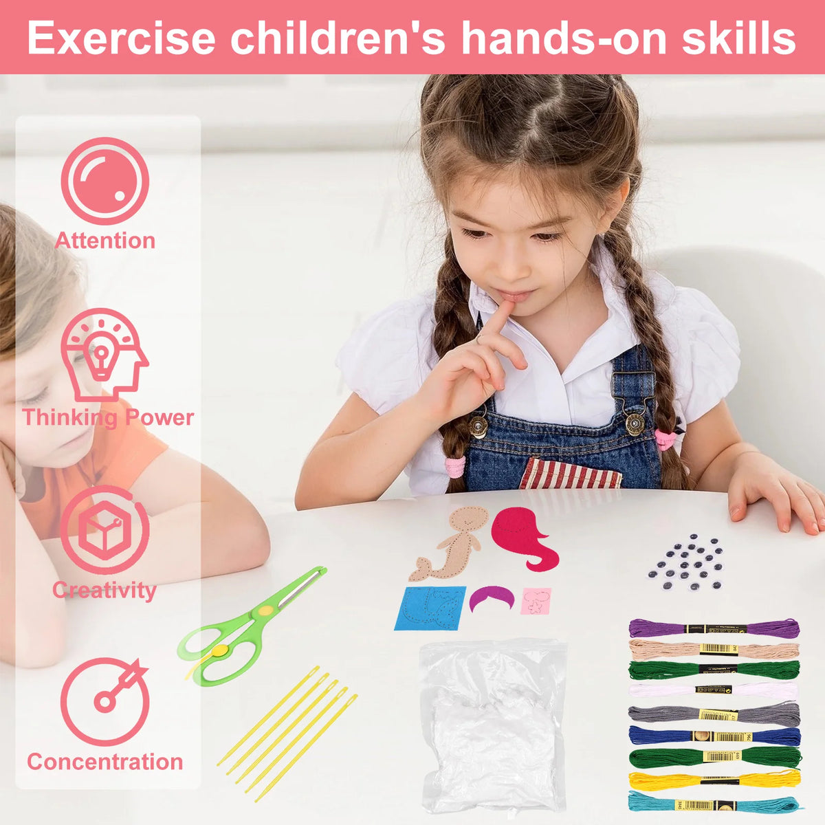 Kids Sewing Kit Fun Animals Craft Kit DIY Sewing Felt Plush Animals for Kids Beginners Educational Sewing Set Girl Art Toy