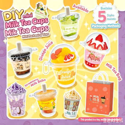 Creative Mini Milk Tea Cup Cream Glue DIY Set Handmade Craft Making Material Kit Pretend Play Role Play Toy for Girls Kids