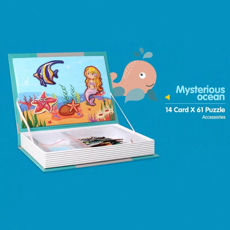 Kids Intelligent 3D Jigsaw Toys Magnetic Puzzle Book Brain Training Games Montessori Educational Toys for Xmas Toys Kids Gifts