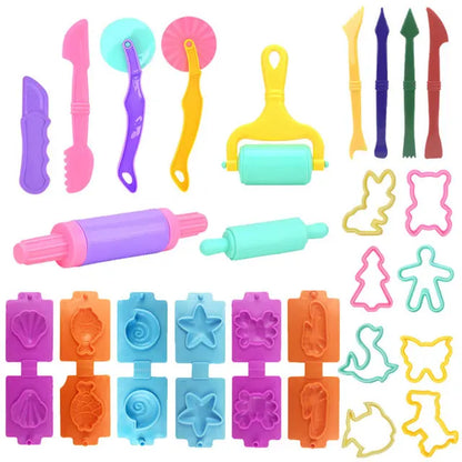 Children DIY Play Dough Tools Set Creative Plastic Cutters Rollers Molds Playdough Decorative Accessories Toddler Kids Toys Gift