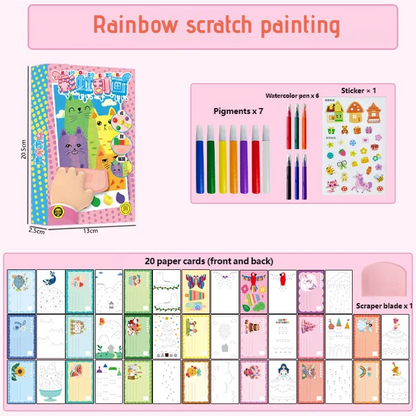 Scratch Art for Kids, Rainbow Scratch Paper Crafts - DIY Drawing Toys to Develop Creativity and Fine Motor Skills, Perfect Gift