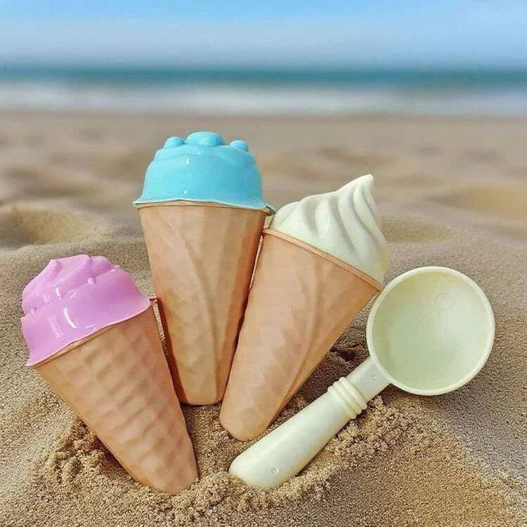 Creative Ice Cream Shaped Beach Sand Molding Toys All Season Snow Sand Play Tools Game Kit for Seaside Backyard Interactive Fun