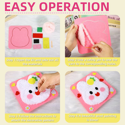 First Sewing Kit for Beginner Kids Arts Crafts DIY Embroidery Projects Animal Dolls Set Gift for Girls Boys Learn to Sew Felt Cr