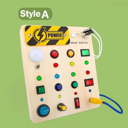 Montessori Busy Board With Switch Control Wooden Toddler Toys Sensory Travel Activities Toys For Kids Puzzle Early Learning Toys