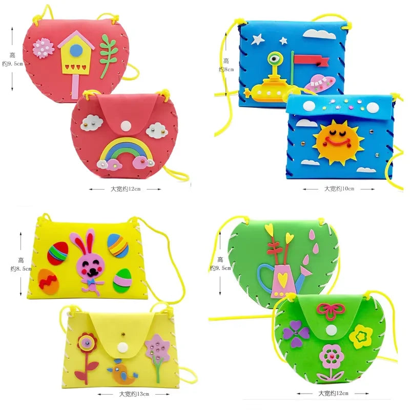 Kids Sewing Craft Kit DIY Cartoon Wallet Handmade EVA Kit Educational Toys Birthday Gift for Girls Beginners