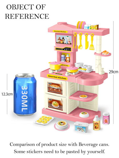 Play Kitchen Accessories, Kitchen Playset Toys for Kids Foods Pots Pans Milk Bread Fork for 3+ Boys and Girls
