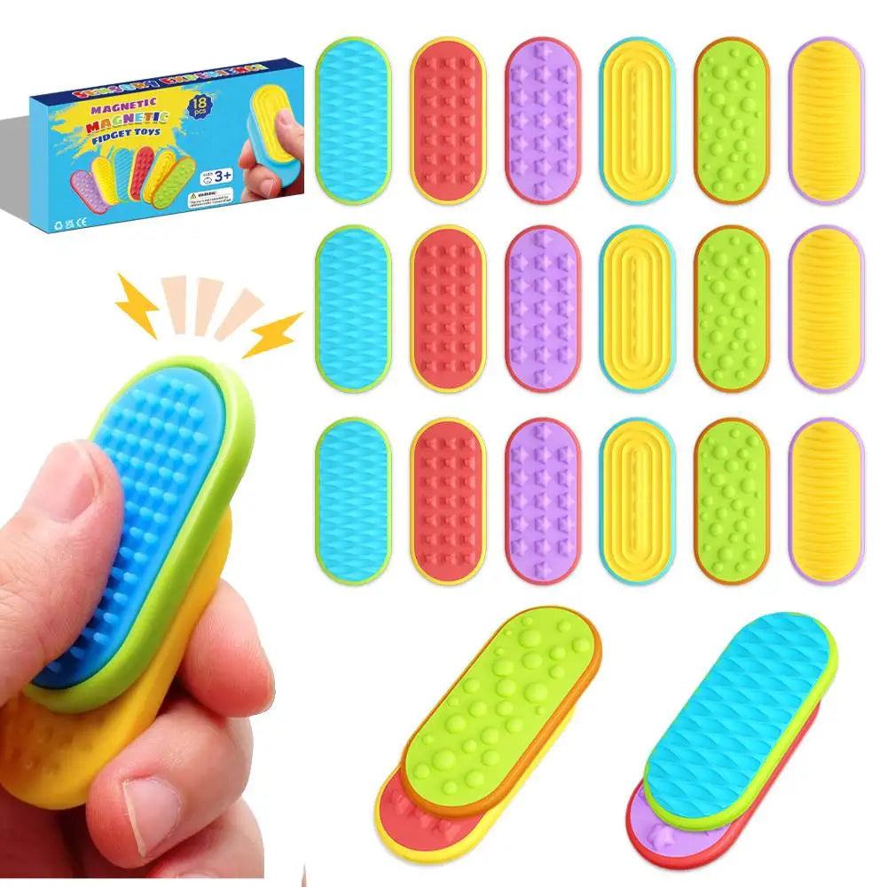 6/12/18PCS Silicone Sensory Strip Fidget Toys Kids Autism Decompression Calming Fidgeting Toy Adults  Anxiety Relief Sensory Toy