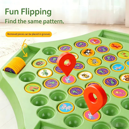Kids Memory Game Educational Flip Board Toy Animal Fruit Dinosaur Logical Thinking Multi‑Player Learning Gift for 3‑6 Years Old