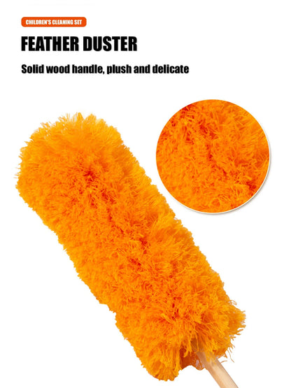 Montessori Wooden Cleaning Set Toy Broom Mop Set Little Boy Girl Simulated Children's Cleaning Tool Exercise Self-care Ability