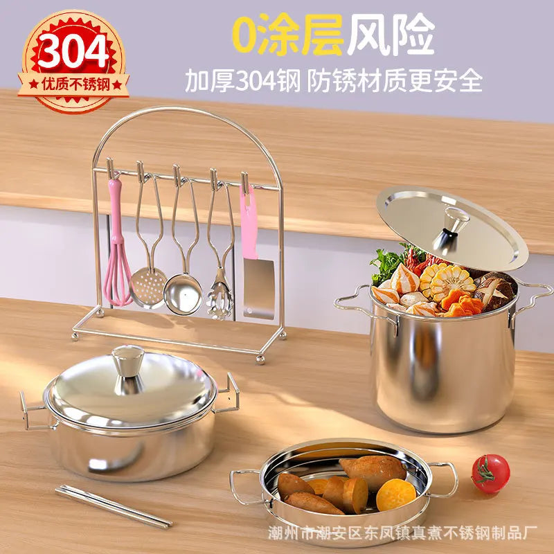 Wholesale Mini Electric Cooktop Kids Real Cooking Pretend Play Kitchen Toy Full Set With US UK EU Plug For Girls Role Play Game