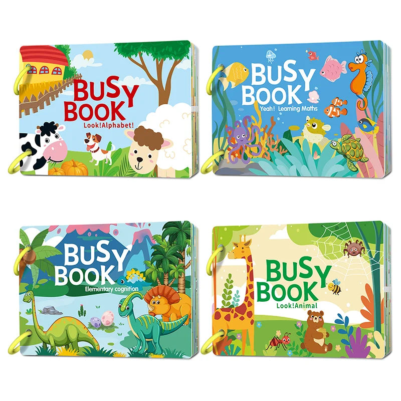 Busy Book for Kids Toddlers Ages 3-6 Montessori Quiet Book Preschool Learning Activity Books Reusable Sticker & Velcro Matching