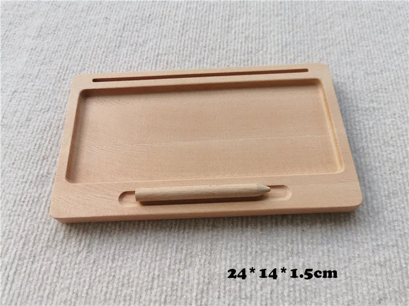 Montessori Toys Wooden Learning Tablet with Chalks Divided Trays Simulation Animals Matched English Study Cards