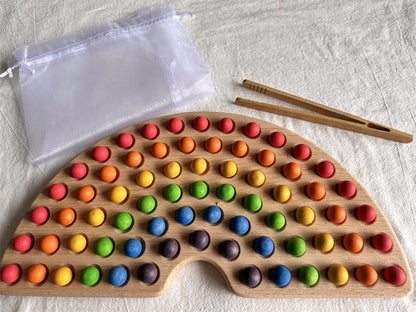 Montessori Sensory Wooden Toys Beech Caculate  Semi Tray One Hundred Board  with Felt Balls  ALphabets Numbers  Creative Play