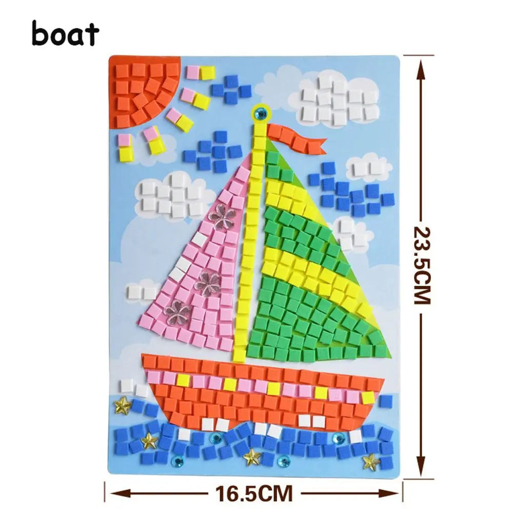 Creative Kids Game  Early Educational DIY Kits 3D Mosaics Puzzle  drawing toys Stickers EVA Foam