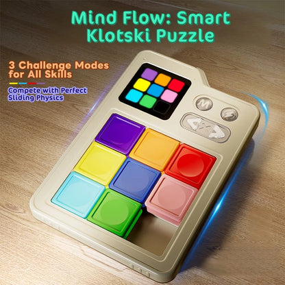 Kids Stress Relieving Pocket Klotski Educational Brain Teaser Toy, Induction Gameboard and Electronic Slide Block Game Toys