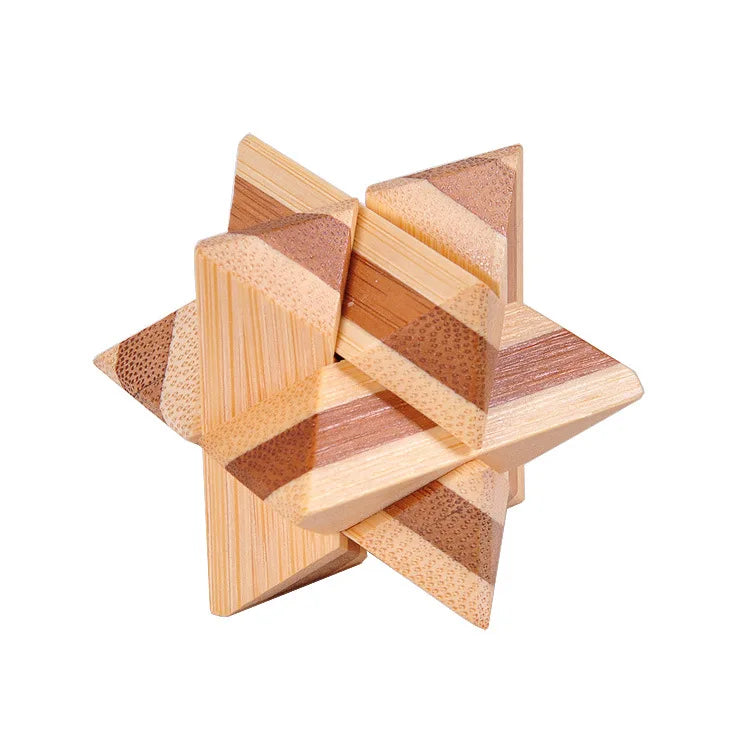 New Design IQ Brain Teaser Kong Ming Lock 3D Wooden Interlocking Burr Puzzles Game Toy Bamboo Small Size For Adults Kids