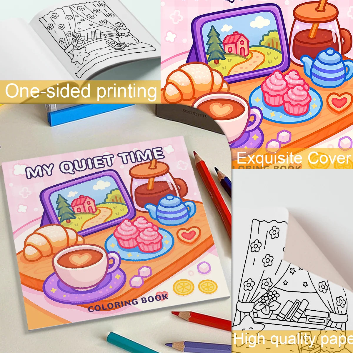 MY QUIET TIME Coloring Book 24Pages Playful Fantasy Adventures, Fun Stress - Relieving Coloring for Family Creativity at Home