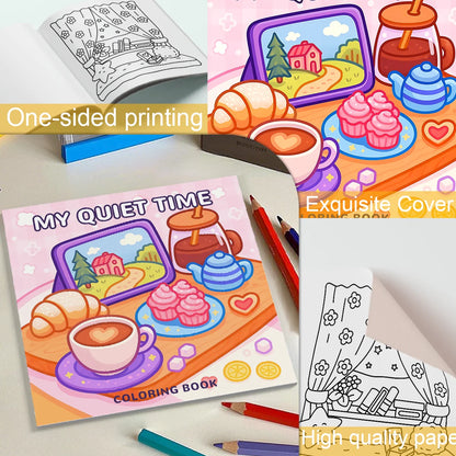 MY QUIET TIME Coloring Book 24Pages Playful Fantasy Adventures, Fun Stress - Relieving Coloring for Family Creativity at Home
