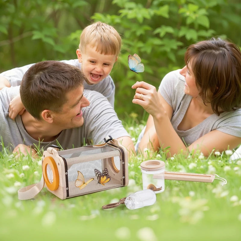 Kid Outdoor Explorer Kit Insect Leaf Cognitive Exploration Toy Montessori Toy Kid Wooden Wilderness Adventure Game Set Baby Gift