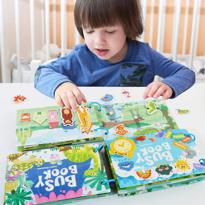 Montessori Quiet Book for Kids - Puzzle Word Recognition Early Education Enlightenment Stickers Toy Book for Children's Learning