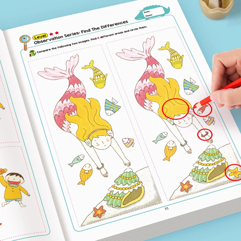 Hidden Differences Activity Book, Featuring 32 Interactive Observation Games and Memory Exercises |   Attention and Concentration Training |   Visual Perception Skills, Focused Attention Games with Numbered Pages |   Find the
