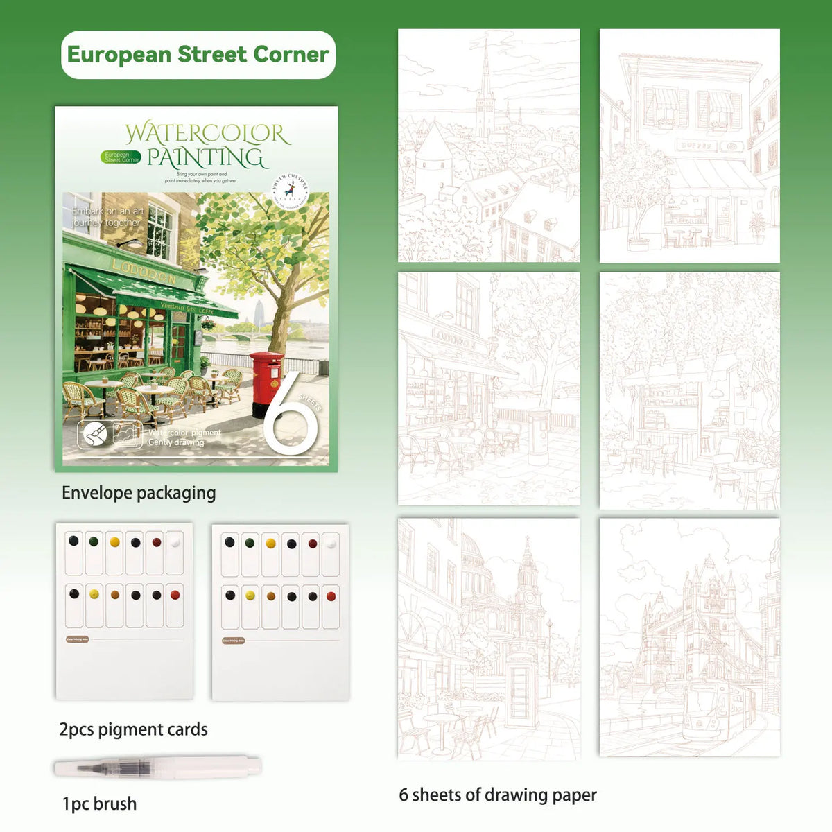 Creative Watercolor Coloring Book, DIY Painting Book for Adults, Leisure Art Sketchbook, Professional Art Use, Holiday Gift