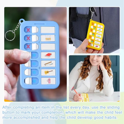 Kids Self-Discipline Checklist Memo Board Portable Keychain Visual Habit Tracker for Children Daily Task
