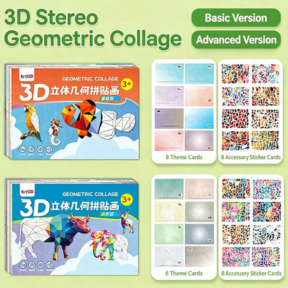Kids 3D Animal Jigsaw Puzzle Stickers DIY Handmade Creative Collage Art Set With Self-Adhesive Paper Back To School Gifts ﻿