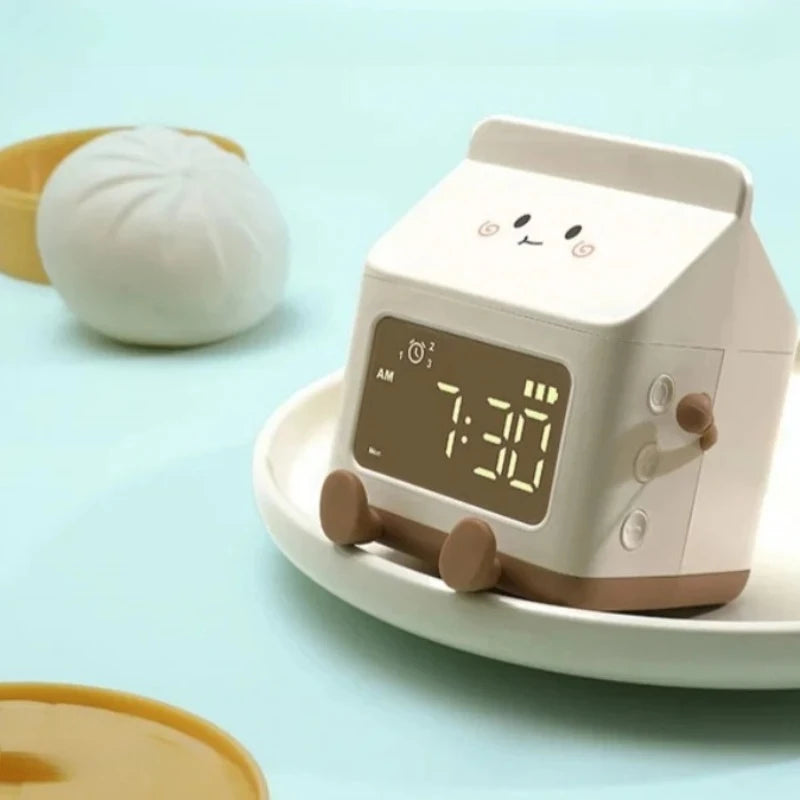 Creative Milk Box Digital Alarm Clock For Kids Digital Display Time/date for Bedroom Cute Digital Desktop Clock Home Decoration