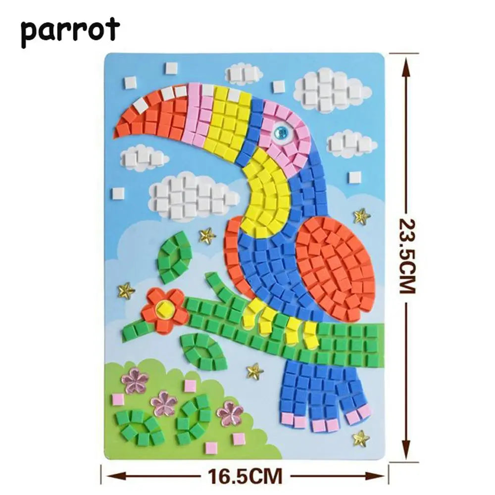 Creative Kids Game  Early Educational DIY Kits 3D Mosaics Puzzle  drawing toys Stickers EVA Foam