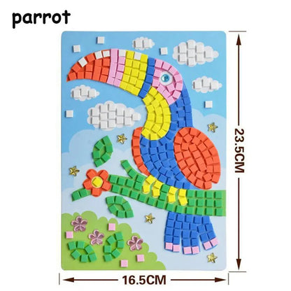 Creative Kids Game  Early Educational DIY Kits 3D Mosaics Puzzle  drawing toys Stickers EVA Foam