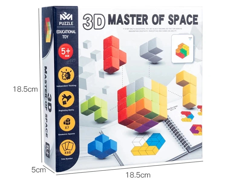 New Kids Wooden Toys 3D Puzzle Logic Game 3D Spatial Thinking DIY Table Game Puzzles Cube Edcuational Toys for Children Gift