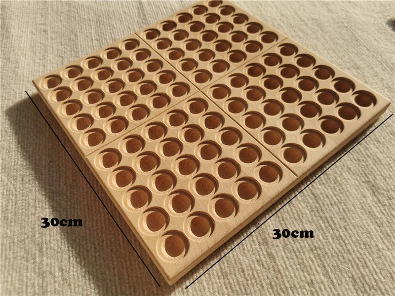 Montessori Sensory Wooden Toys Beech Caculate  Semi Tray One Hundred Board  with Felt Balls  ALphabets Numbers  Creative Play