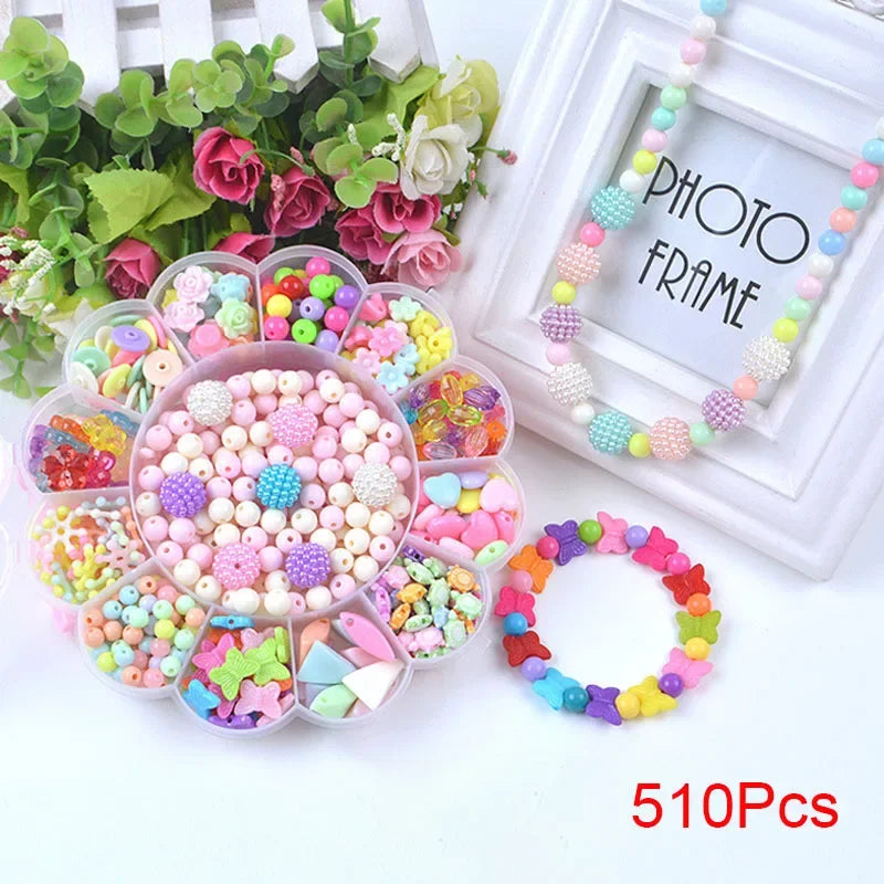 Children Creative DIY Beads Toy With Whole Accessory Set/ Kids Girls Handmade Art Craft Educational Toys for Gifts And Presents