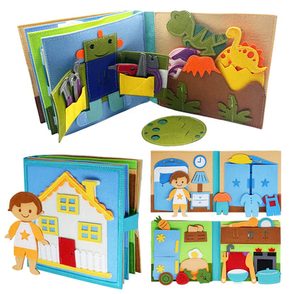 Montessori Felt Busy Book Toddlers Quiet Book Preschool Daily  Learning Activities Educational Travel Toys for Kids Age 2+ Years