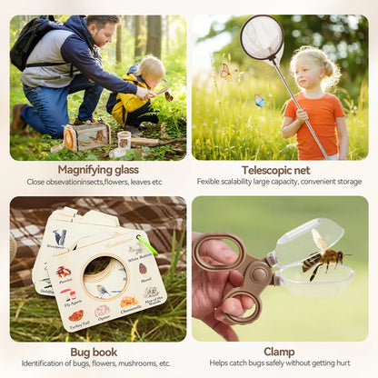 Kid Outdoor Explorer Kit Insect Leaf Cognitive Exploration Toy Montessori Toy Kid Wooden Wilderness Adventure Game Set Baby Gift
