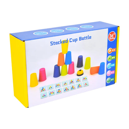 Montessori Toys Stack Cup Game With Card  Kid Educational  Intellectual Enlightenment Color Cognition Logic Training Children