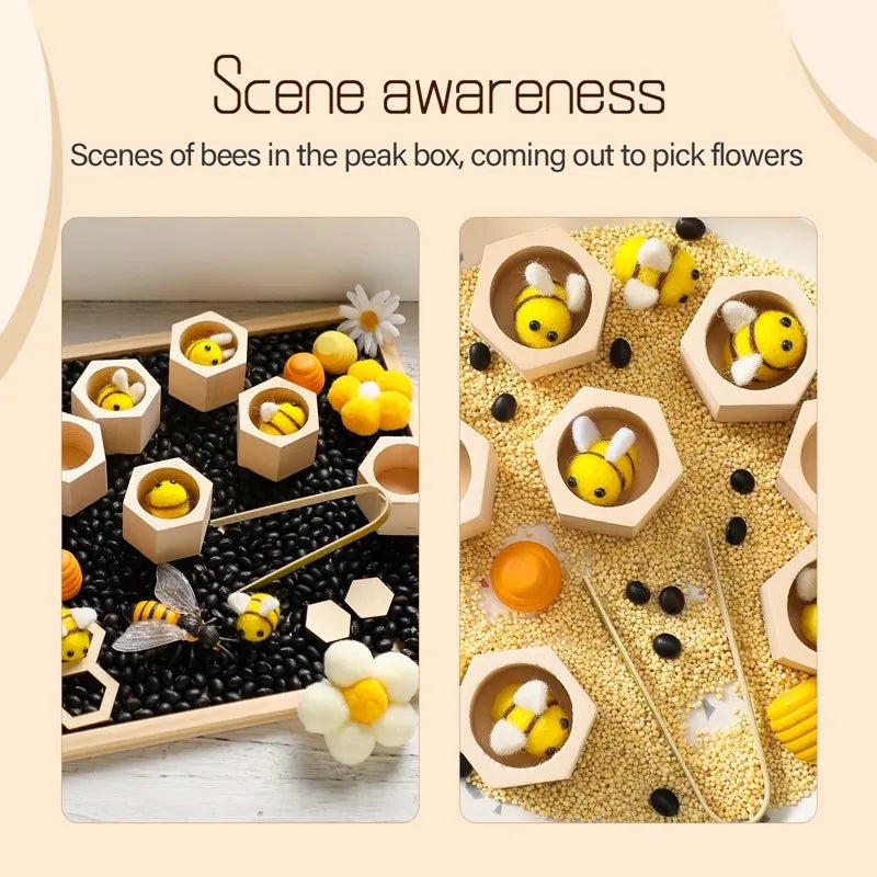 Sensory Bee Toys Newborn Fine Motor Skill Toy Montessori Game Bees Montessori Wooden Creative Baby 0 12 Months Play Toys Gifts