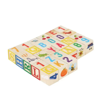 Cognition Learning Wooden Building Blocks Early Education Motor Skills Letter Cognitive Toys Cartoon ABC Letter