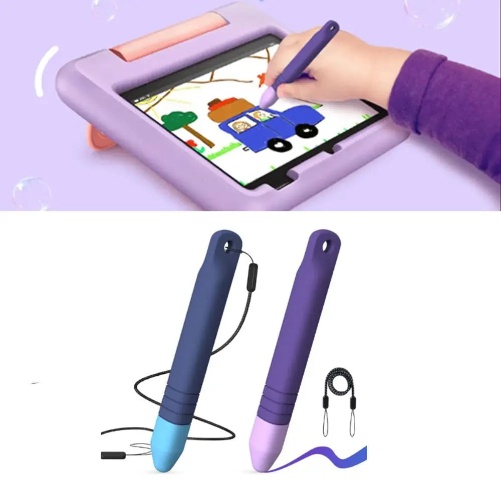 Anti-Rolling Kid-Friendly Stylus Pens Kids Silicone Tablet Stylus Pens All Touch Screen Devices with Anti-lost Tether