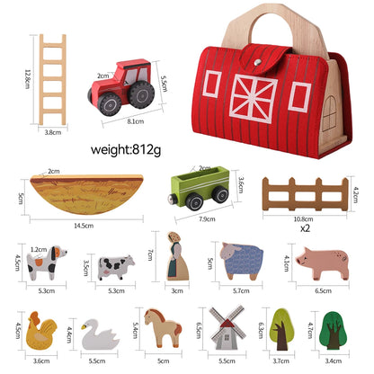Montessori Barn Toys Baby Simulation Farm Wooden Toy Baby Education Enlightenment Scene Layout Interactive Puzzle Toy Baby Gift