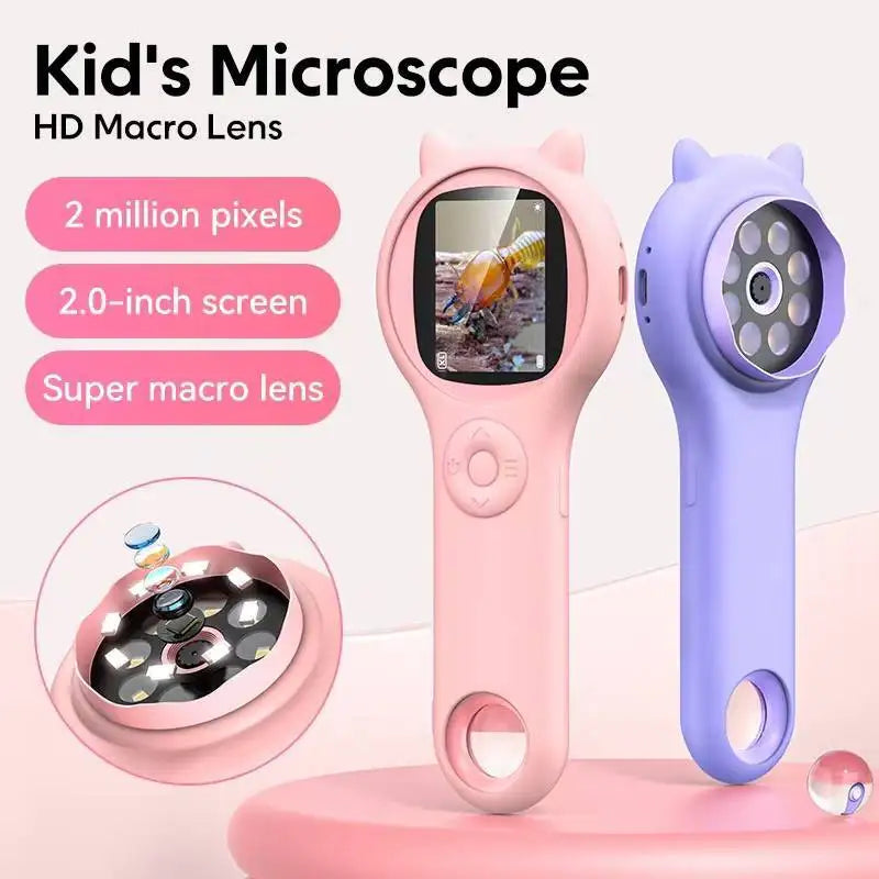 Kids Digital Microscope 500X Portable USB Charging with Photo Video Function Silicone Case Educational Science Toy for Children