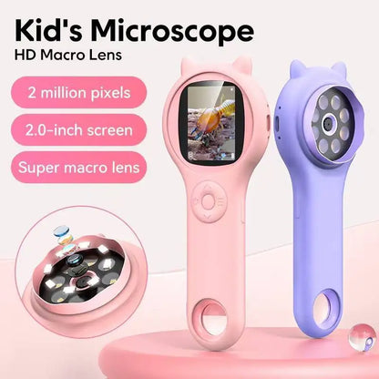Kids Digital Microscope 500X Portable USB Charging with Photo Video Function Silicone Case Educational Science Toy for Children