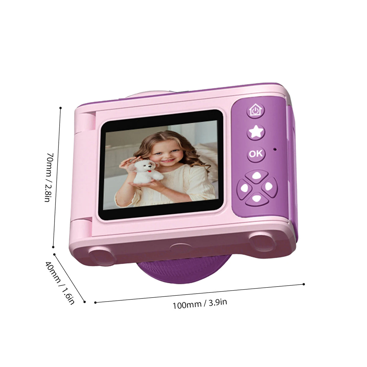 1080P Digital Camera for Kids Digital Video Camera 48MP 2.4 Inch Flip Screen 8X Zoom Telescopic Rotating Lens Gifts for Kids