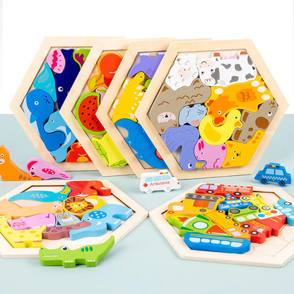 Kids Toy Wooden Jigsaw Puzzle Creative 3D Puzzle for Children's Intelligence Development Early Educational Toys for Children