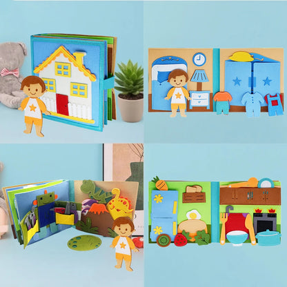 Montessori Felt Busy Book Toddlers Quiet Book Preschool Daily  Learning Activities Educational Travel Toys for Kids Age 2+ Years