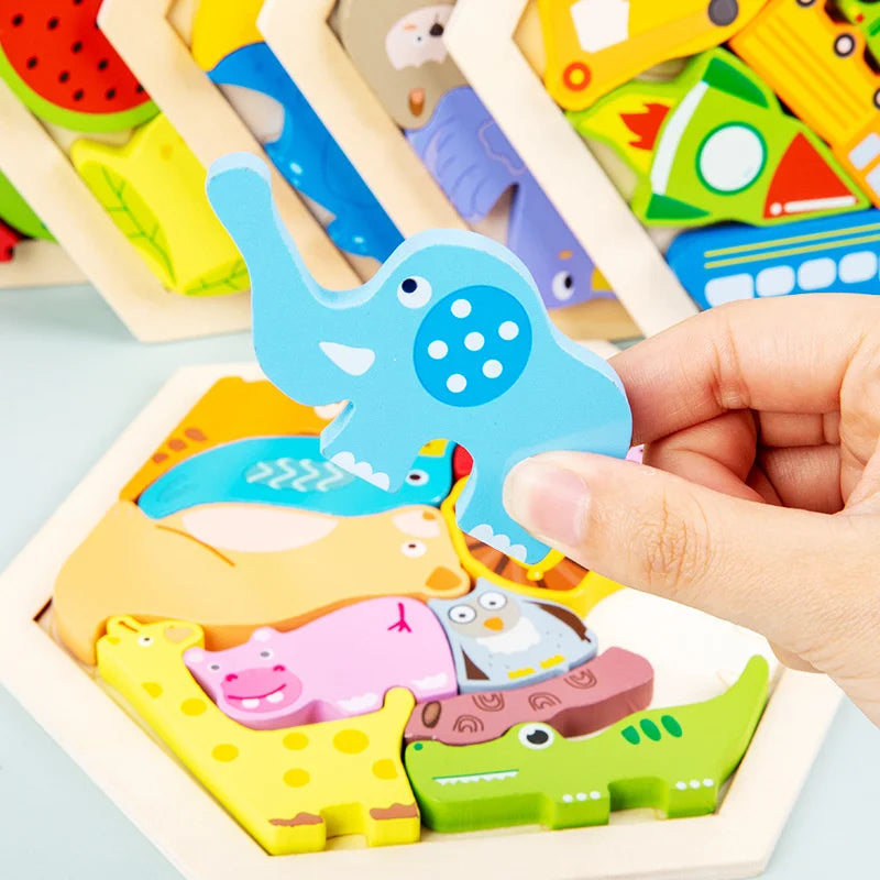 Kids Toy Wooden Jigsaw Puzzle Creative 3D Puzzle for Children's Intelligence Development Early Educational Toys for Children
