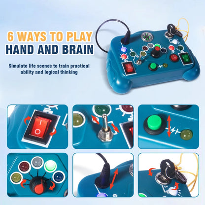 Montessori Busy Board Sensory Toys LED Light Switch Control Board Portable Electric Puzzle Early Educational Puzzle Toy for Kids